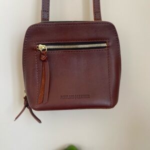 Portland Leather Mini Brown Bag with Crossbody Strap